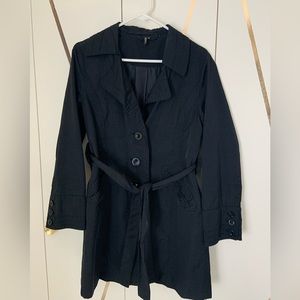 Ambition Black Nylon Lightweight Belted Coat
